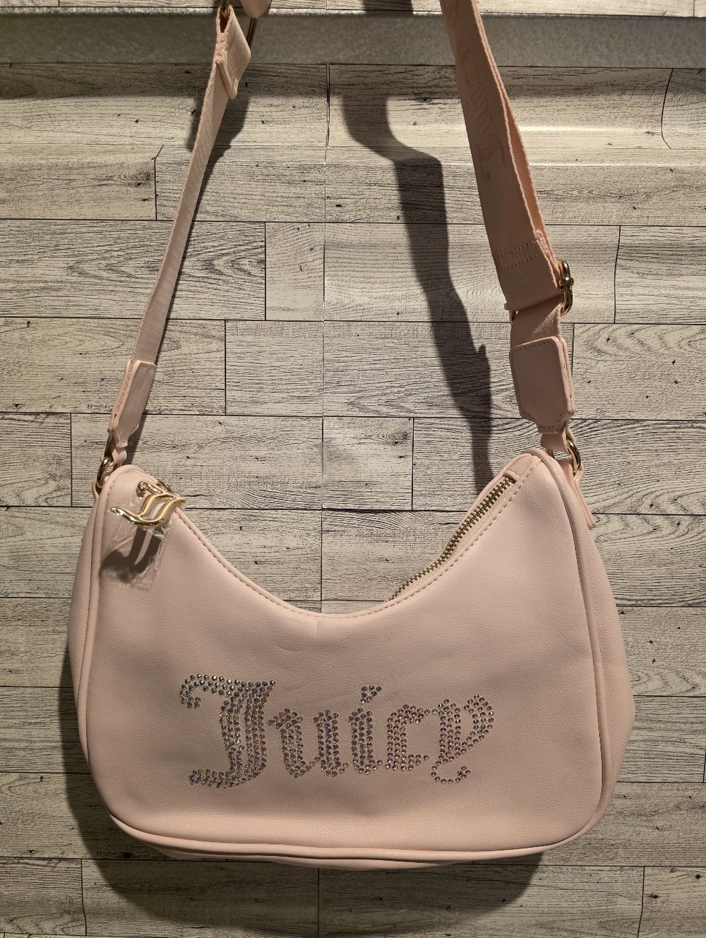 Juicy Couture Light Pink Rhinestone Logo Shoulder Bag